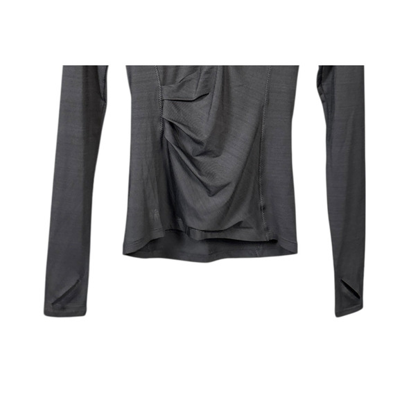 Athleta Pacifica Wrap Front Top Gray XXS Long Sleeve Ruched Yoga Activewear - Picture 5 of 8
